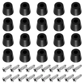 PATIKIL Rubber Feet Set of 20 0.65"x0.55" Pads Stainless Steel Washers for Kitchen Appliances Furniture Black