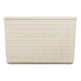 Curver Basket Jute 100% Plastic Recycled Rectangular, White Red, L: 20 L