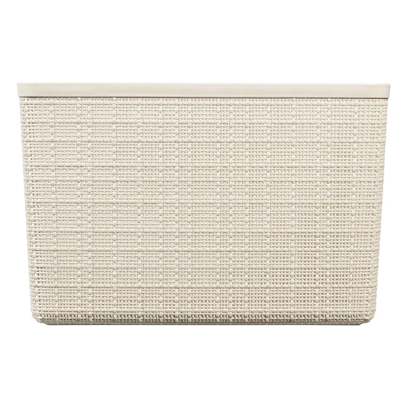 Curver Basket Jute 100% Plastic Recycled Rectangular, White Red, L: