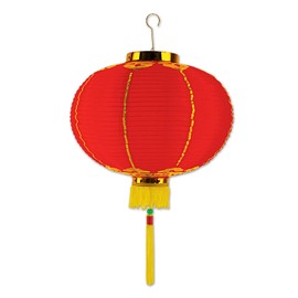 Beistle Chinese Lantern with Tassel (16 inches) -1 Pc, 16-Inch, Red/Gold