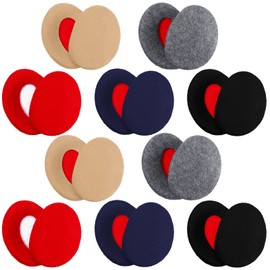 Bencailor 10 Pairs Bandless Ear Muffs Fleece Ear Warmers Windproof Earmuffs Unisex Thick Ear Covers for Men Women Winter(Gray, Navy Blue, Red, Khaki)