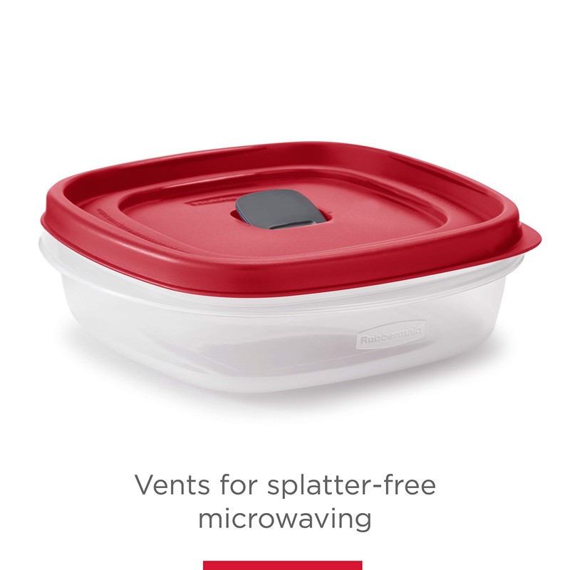 Rubbermaid 16-Piece BPA-Free Plastic Food Storage Set, Red Vented Lids