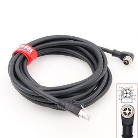 DRRI 90° Angle M12 X-coded 8 Pin to RJ45 Ethernet Cat6 Cable for Cognex Industrial Networking Applications (2m)