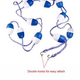 5m / 16.4 ft Pool Safety Float Lines Blue and White Divider Rope Pool Rope Floating Cordon Pool Safety Divider Lane Line with Floats Hooks Swim Lane Floating Rope Swimming Pool Divider Lane Rope Pool Equipment