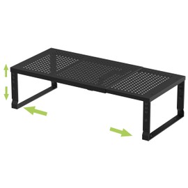 Jojocross Expandable adjustable stackable kitchen organizer, spice rack,Metal Pantry Storage Shelves Rack,Counter Shelf for Cabinets, Countertop, Cupboard(1 PACK/LARGE/BLACK)