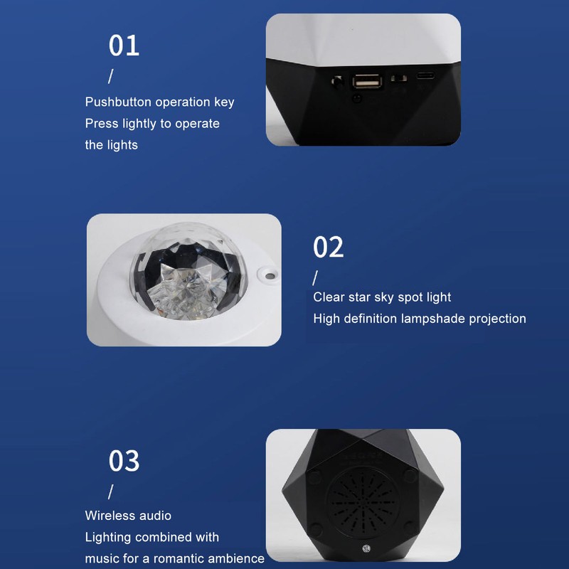 Star Projector Bluetooth Speaker Low Heat Versatile Star Sky Projection