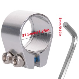 Bicycle Seatpost Clamp, Heavy Duty Double Seat Post Collar with Wrench, 31.8mm Diameter Double Layer Clamp Quick Release Seat Post Clamp for MTB Road Bike Folded Bicycle, Silver