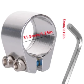 Bicycle Seatpost Clamp, Heavy Duty Double Seat Post Collar with Wrench, 31.8mm Diameter Double Layer Clamp Quick Release Seat Post Clamp for MTB Road Bike Folded Bicycle, Silver