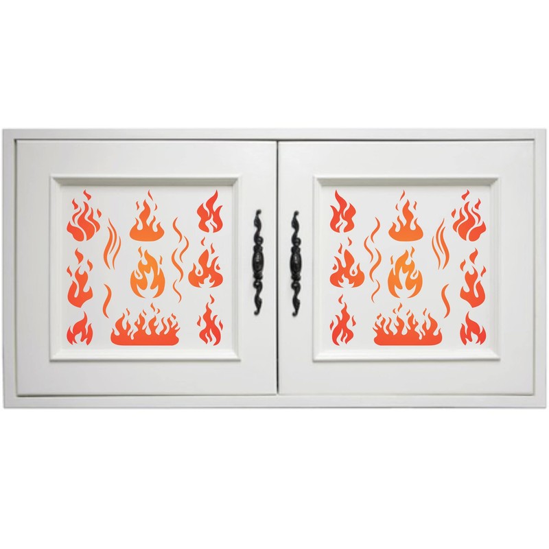 Flames Stencil, 4.5 x 4.5 inch - Fire Flame Smoke