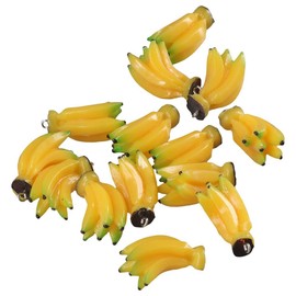 Uniquer 20Pcs Yellow Banana Micro Model Charms,Resin Imitation Food Lovely Dangle Charms with Loop for DIY Jewelry Making Necklaces Earrings Key Chains