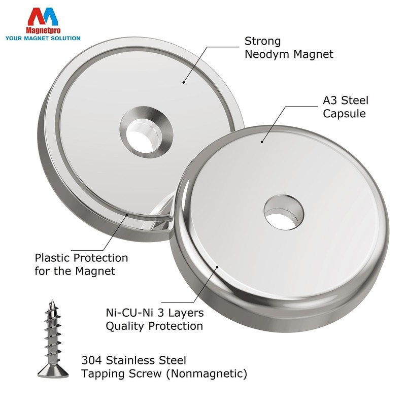 Magnetpro Pack of 6 Disc Magnets with Capsule 55 kg
