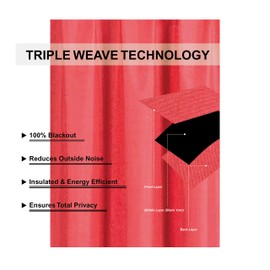 Home Collection 2 Panels 100% Blackout Curtain Set Solid Color with Rod Pocket Grommet Drapes for Kitchen, Dinning Room, Bathroom, Bedroom,Living Room Window New (74” Wide X 62” Long, Red)