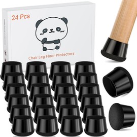 Meldel 24 PCS Silicone Chair Leg Floor Protectors Large (1.2"-1.4") Rubber Felt Furniture Pads Chair Legs Caps/Covers for Hardwood Floors, Tile from Scratches & Reduce Noise - Round, Black