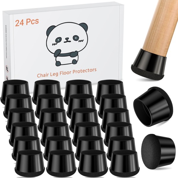 Meldel 24 PCS Silicone Chair Leg Floor Protectors Large (1.2"-1.4")