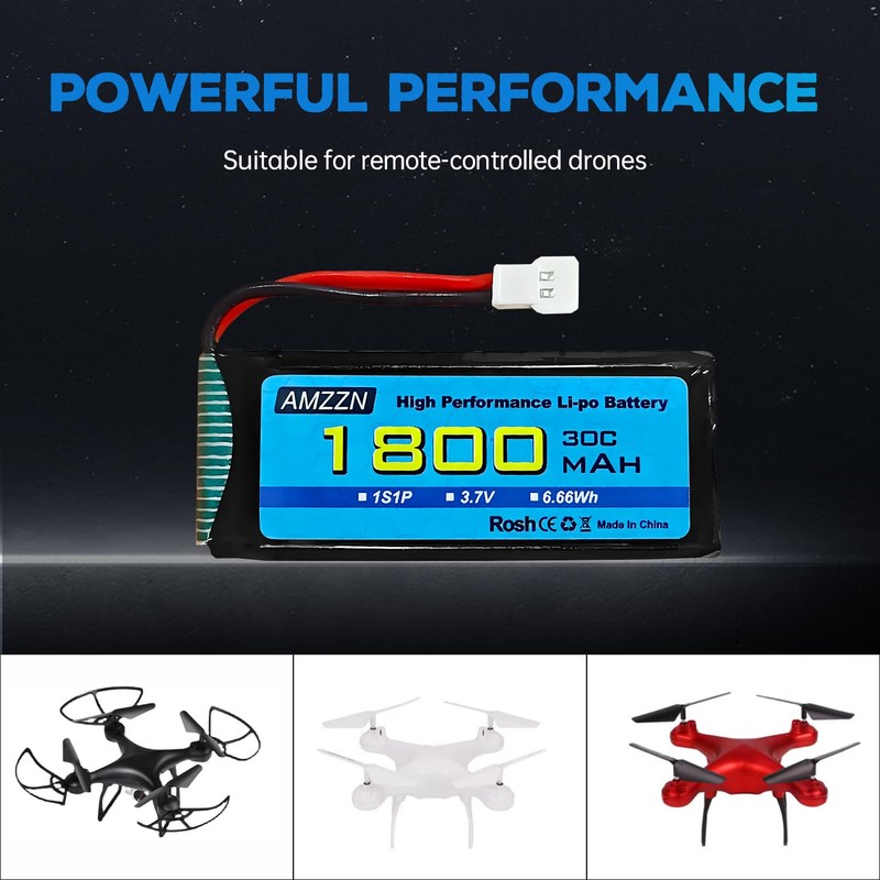AMZZN 3.7V 1800mAh 30C Lipo Battery with Molex Plug and