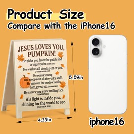 Hello Fall Decorations for Home Autumn Jesus Loves You Pumpkin Thanksgiving Decor Desk Sign Gifts for Christian Friends Football Lovers Happy Fall Plaque Gift for Farmhouse Home Garden Yard Decor