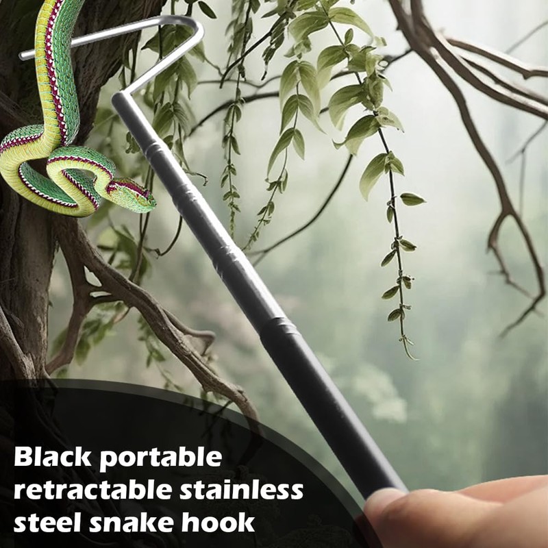 27" Stainless Steel Snake Hook,Retractable Grappling Tool for Reptiles &