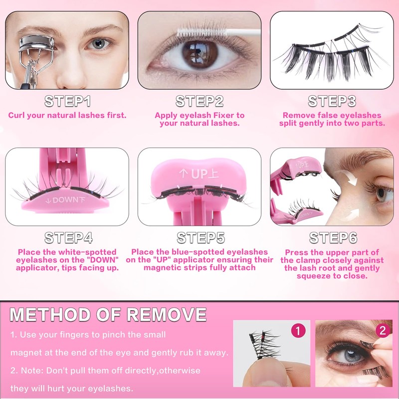 Upgrade Soft Magnetic Eyelashes with Applicator Reusable No Glue Needed