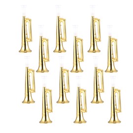 Tomaibaby 12pcs Plastic Trumpet Noise Maker Kids Trumpet Horn Wind Instrument Fun Musical Instruments Noise Makers for Parties and Events (Golden)