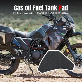 RIDLOG Motorcycle SideTank Pad Fit for Kawasaki KLR650 KLR 650 2022-2024 Gas Oil Fuel Tank Pad Rubber Decal Tank Protector Anti-Slip Scratch-Resistant Protector Sticker