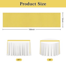 6PCS Gold Satin Table Runner 12 x 108 Inch Satin Silk Table Runners Smooth Table Runner for Wedding Banquets Birthday Graduations Christmas Party, Light Gold