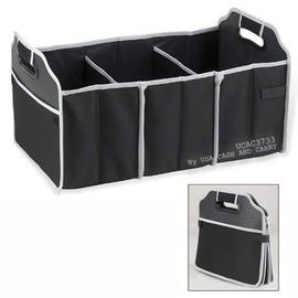 PrimeTrendz TM Automotive Trunk Organizer, 3 Compartments for Car SUV Truck in Black by USA CASH AND CARRY