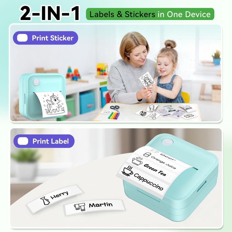 Miouca Label Maker Machine with Tape - Mini Sticker Printer