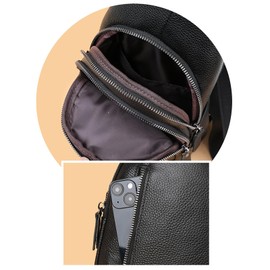 BYITFME Multifunctional Fanny Pack Genuine Leather Waterproof Casual Daypack One Strap Sholder Crossbody Cycling Travel Sling Chest Bag (Zipper Style)