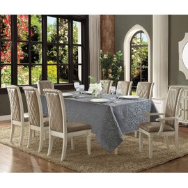 Home Beyond & HB design - 60 x 120 Inch Jacquard Rectangular Tablecloth, Waterproof Spillproof Wrinkle Resistant Polyester Table Cover Protector, Grey