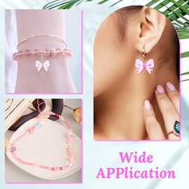 AOZUO 100pcs Acrylic Bow Beads, Transparent Mixed Color Bowknot Aesthetic Beads Colorful Pretty Beads Bow Charms for DIY Bracelet Necklace Earring Keychain Crafts Jewelry Making(Color A)