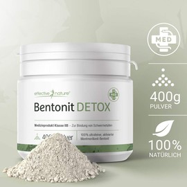 effective nature - Bentonite Detox - 400 g - Certified Medical Device for Binding Heavy Metals in the Body - 100% Ultra Fine - Made in Germany - No Unwanted Additives