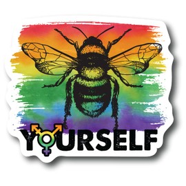 Be Yourself 5 Inch Waterproof Decal Sticker Wall Window Coexist Diversity Equal Equality Feminist Human Rights Strong Progress Be Kind Freedom Love Power American Relationship Rainbow Brave Nonbinary Pride CS1562-2PK