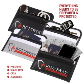 ROLOWAY Small Fireproof Bag (5 x 8 inches), Non-Itchy Fireproof Money Bag, Fireproof Cash Bag, Fireproof Envelope Bag for Cash, Passport, Currency & Keys (4-Pack)
