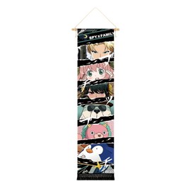 CosplayStudio Large Spy Family Scroll Picture/Kakemono Made of Fabric, Poster 135 x 33 cm, Motif: Eye Cut-Outs of the Forger Family