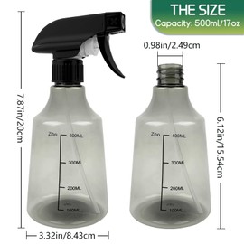 YOLCAR 2 Pack 17oz/500ml Mist and Stream Adjustable Spray Bottles, Empty Spray Bottles with Measurements for Home Cleaning and Gardening, Grey and Green