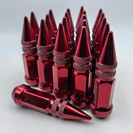 NETFLBT M12x1.5 Lug red Nuts Lug,Spike Lug nut for Acura, Honda, Chevy, Hyundai, Toyota, Lexus, 20PCS 12x1.5 Lug Nuts with Socket Key.