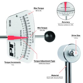 Performance Tool M195 1/4-Inch Drive Torque Beam Wrench - 0-80 inch/lbs | Ball Handle | Accurate Torque Measurement