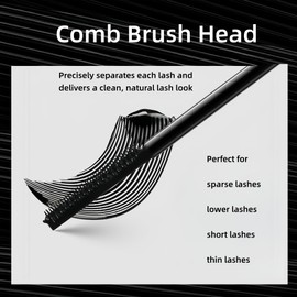 Black Mascara with Comb Brush Separates Lashes for Definition, Waterproof, Smudge-Proof, Long-Lasting, No Clumping, Volume and Length, Curling (1pc)