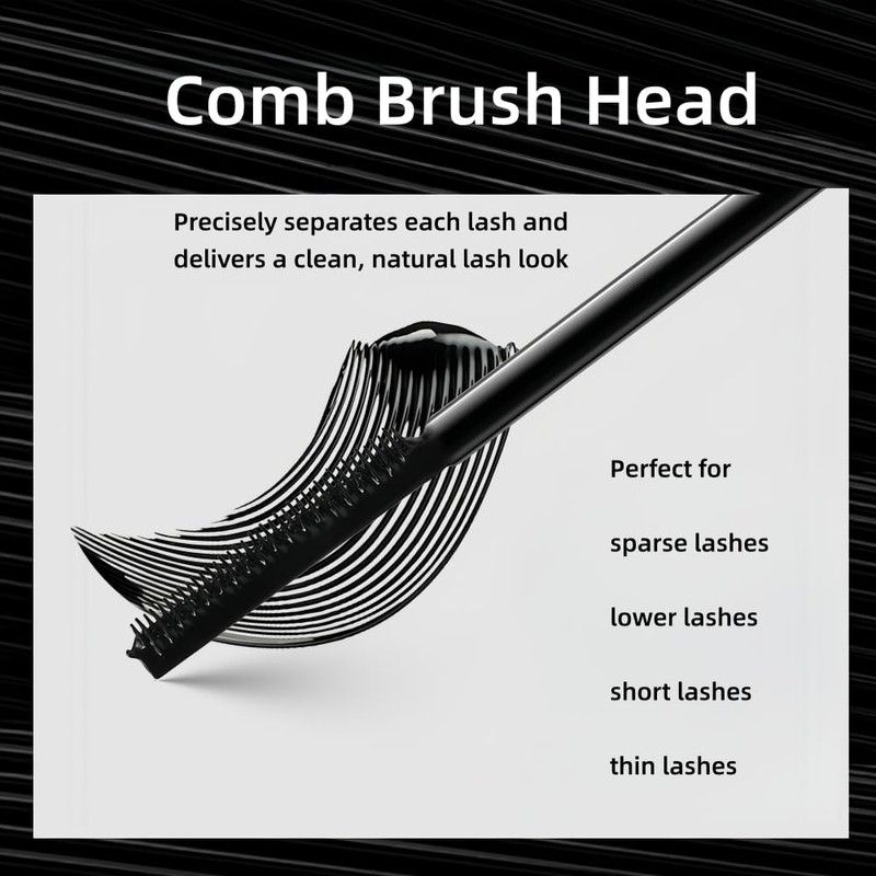 Black Mascara with Comb Brush Separates Lashes for Definition, Waterproof,