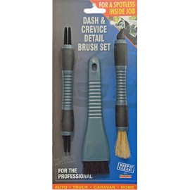 Professional Dash & Crevice 3 Detail Cleaning Bristle & Brush Set