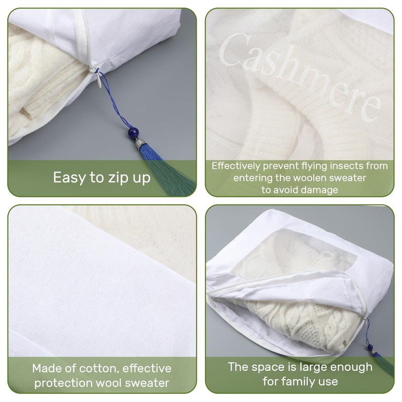 2 Pcs Cashmere Protection Pouch Wool Cotton Sweater Storage Bag