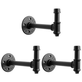 NearMoon 3 Packs Bathroom Robe and Towel Hooks for Hanging, Rustic Style Vintage Industrial Pipe Wall Mounted Hooks, Heavy Duty DIY Hardware Coat Hook for Bathroom, Kitchen (6 Inch)