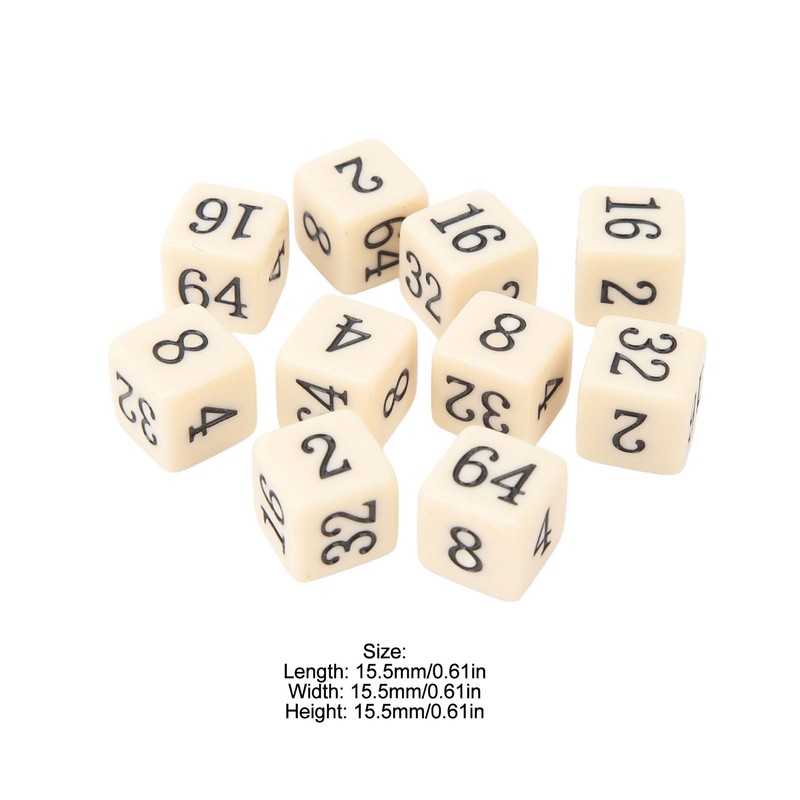 30PCS 6 Sided Number Dice 15.5mm Multiple Of 2 Number