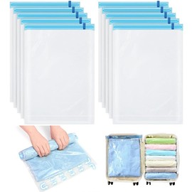 Compression Bag, Travel Clothing Compression Bag, Pack of 10, Hand Winding Clothes, Air Storage, Compression Bag, Travel Goods, Vacuum, Compression Bag, No Pump, Just Press, Storage Bag, Clothes,