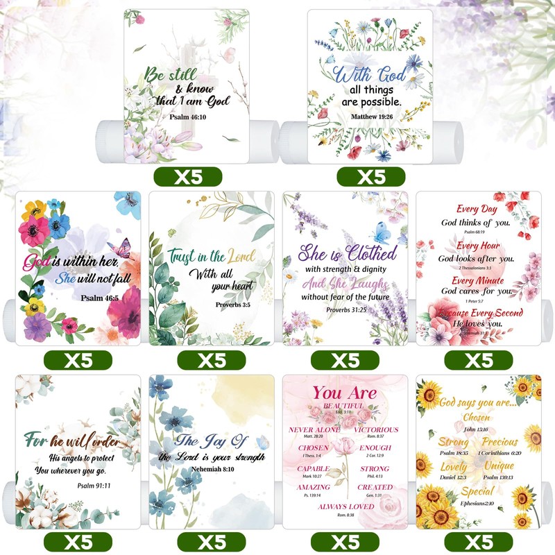 Dansib 50 Pack Christian Religious Gifts Bulk Lip Balms for