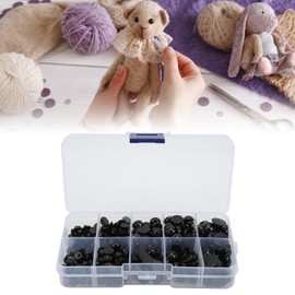 360 Uds ojos redondos negros planos de muñeca 6mm-12mm resina seguridad ojos de botón de tamaño surtido para bricolaje muñeco de oso de peluche manualidades de marionetas de animales de peluche