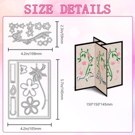 DELORIGIN 3D Equinox Flower Ectangle Border Cutting Dies Vine Card Stitch Die Cut Sewing Carbon Steel Die Cuts Stencils Scrapbooking Embossing Template for DIY Invitation Wedding Greeting Card Making