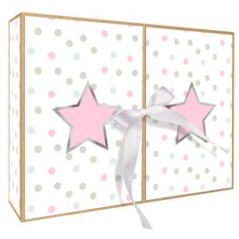 Ursus 17860001F Advent Calendar in Book Shape, Stars, Approx. 22.4 x 16.1 x 5.3 cm, Made of Kraft Cardboard, with Satin Ribbon for Closing, for Filling and Gifting