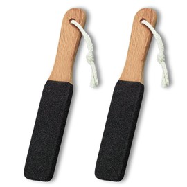 zeyedemo 2PCS Foot File Double Sided Foot File with Wooden Handle Pumice Stone Foot Scrubber Hard Skin Remover to Exfoliate and Remove Dry Dead Skin Eliminates Corns and Calluses