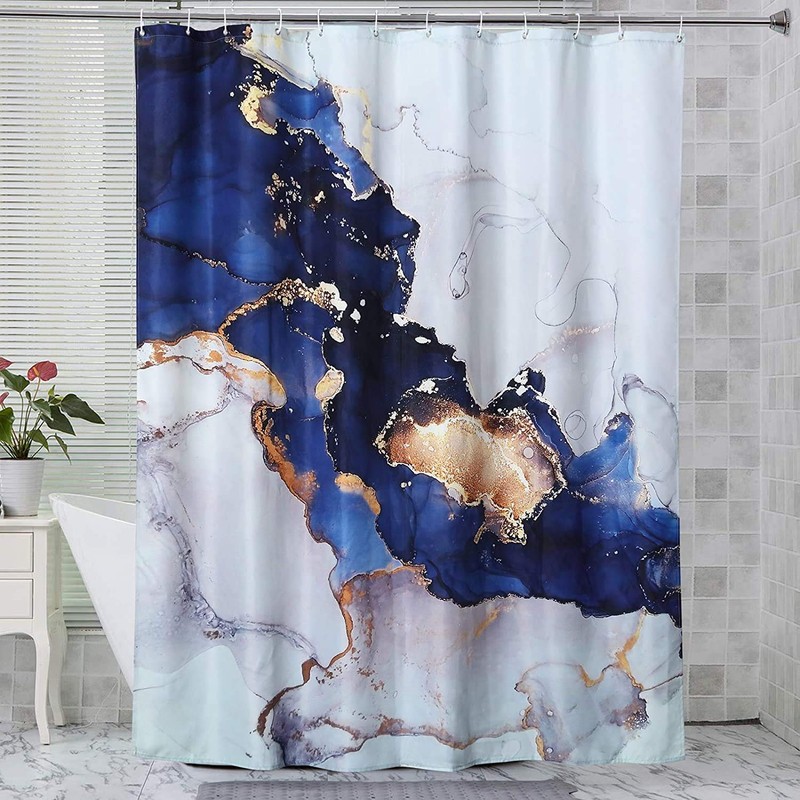 Ulticool Shower Curtain - Marble Gold Abstract Art Marble -